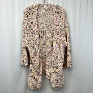 Bethany Mota Womens Cardigan Multicolor Long Sleeve Open Front Loose Knit S